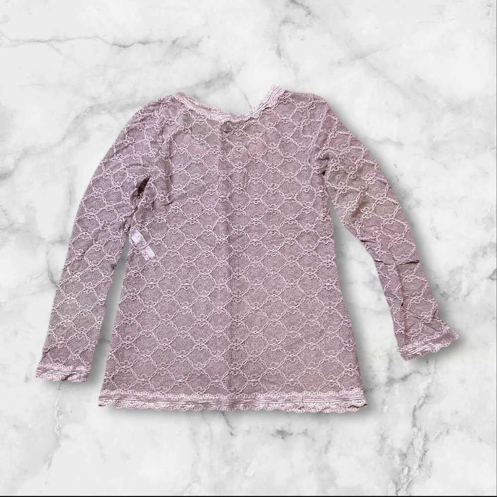 Mauve pink sheer lace long sleeve